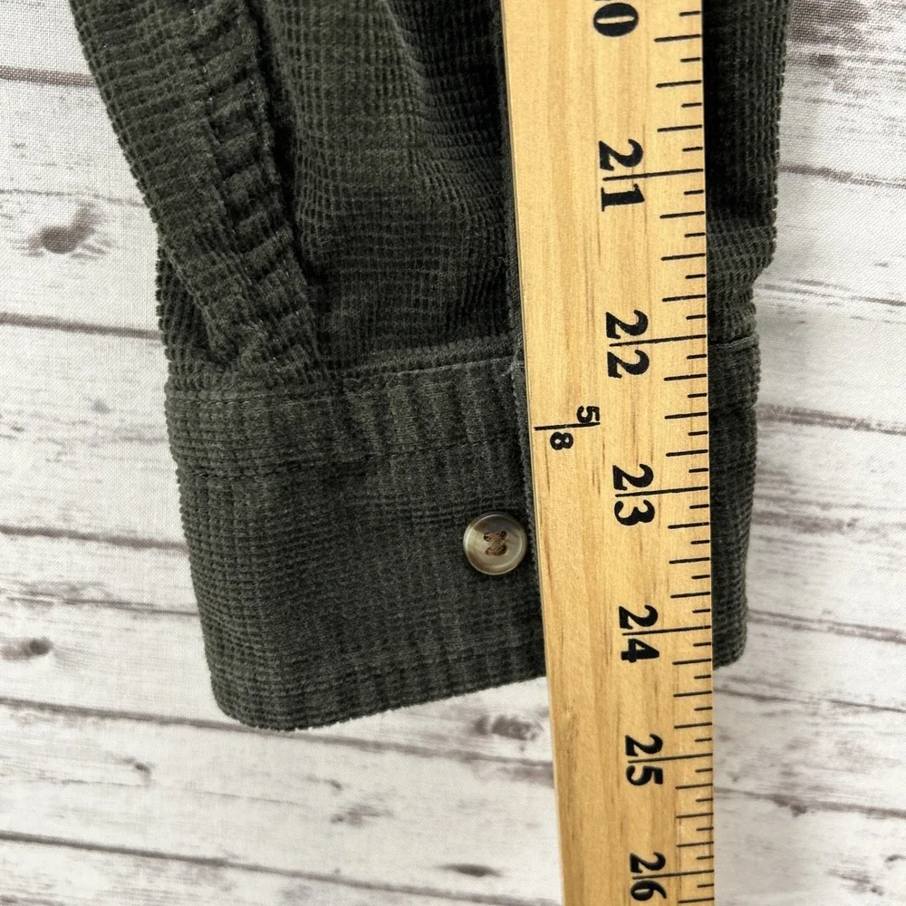 Banana Republic Corduroy Shirt Mens Large Untucked Fit Fine Wale Green Cotton